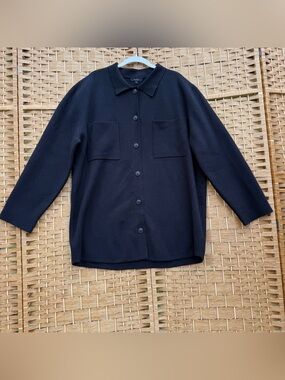 Quince Black Eco-Knit Milano Stitch Oversized Shirt Jacket Women’s Large